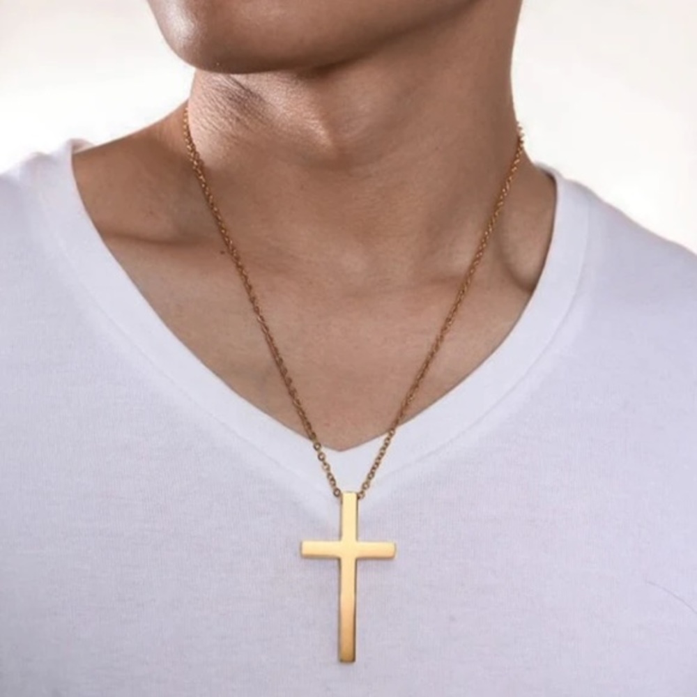 Pendant With Chain Necklace - 14K Gold Plated Stainless Steel